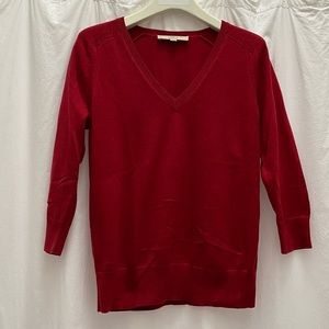 Loft cranberry v-neck sweater